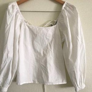 Square neck balloon sleeve top